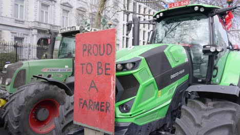 Farmers-protesting-against-the-measures-to-cut-down-nitrogen-emissions-with-banner-"Proud-to-be-a-farmer"---Brussels,-Belgium