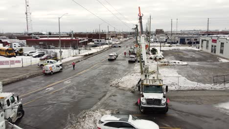 Aerial-forward-view-over-vehicles-stopped-for-accident