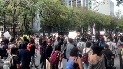 Toma-De-Una-Protesta-Social-En-La-Ciudad-De-México-En-La-Avenida-Principal