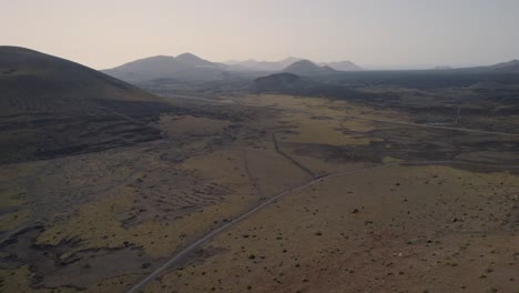 Aerial-view-over-mountains-on-Lanzarote-island