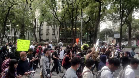 Toma-De-Una-Protesta-Social-En-La-Ciudad-De-México-Durante-El-Mediodía