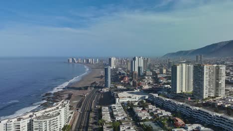 Hyperlapse-shot-of-Iquique,-Chile-during-the-day-with-waves-crashing-on-the-beach