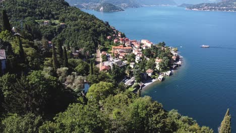 Aerial-view-of-Verdana-Village-at-Lake-Como-in-Italy-during-beautiful-sunny-day