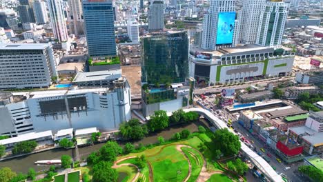 Imágenes-Aéreas-Del-Centro-De-La-Ciudad-De-Bangkok---Drone