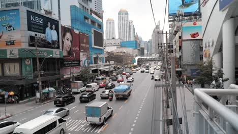Tráfico-Del-Centro-De-La-Ciudad-De-Bangkok,-Tailandia