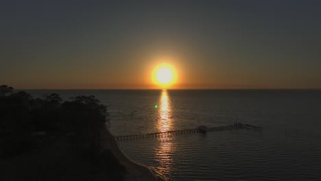 Aerial-view-of-sunset-in-Fairhope,-Alabama