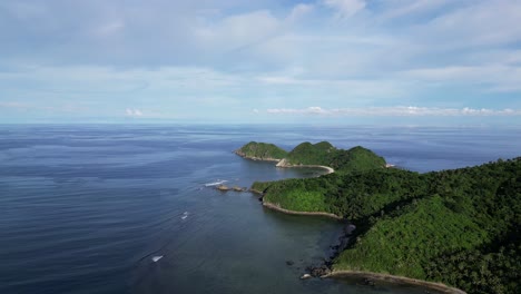 Aerial-View-of-Locot-Islands-and-pristine-ocean-waves,-Catanduanes,-Philippines