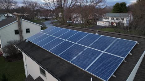 Aerial-shot-of-small-solar-panel-array-on-home-in-USA
