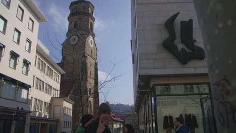 Shaky-Shot-of-People-Walking-Near-Evangelische-Schlosskirche-Schlossplatz-In-Downtown-Stuttgart-in-4K,-Red-Komodo-Cooke-Mini-S4i-Lens-Premium-Quality-|-News