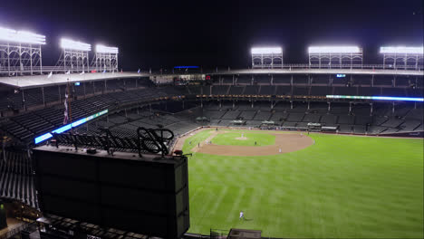 Fixed-Aerial-View-of-Wrigley-Field-at-Night