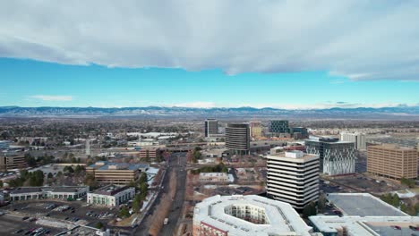 Sliding-drone-aerial-view-of-Denver-Tech-Center-industrial-business-area