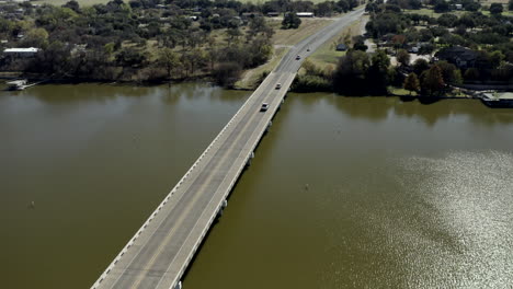 Drone-view-of-bridge-in-Granbury,-Texas