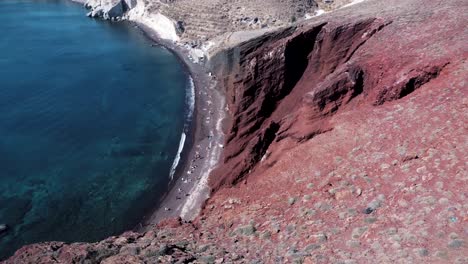 Top-down-aerial-of-famous-Red-Beach