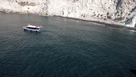Sailing-boat-in-the-sea,-aerial-view-from-drone