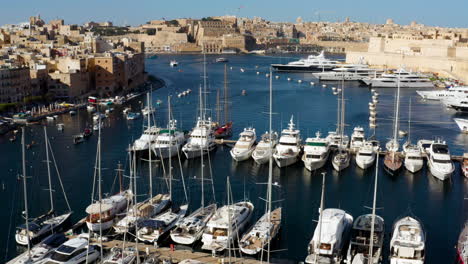 Yachts-At-Dockyard-In-The-Old-Fortified-City-Of-Birgu-In-Malta