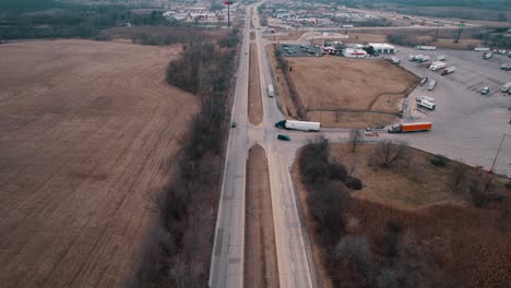 Semi-truck-and-trailer-leaving-TA-Petro-Mobil-truck-stop