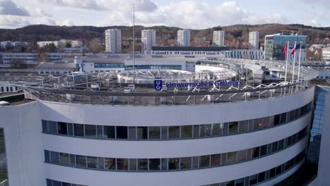 The-biggest-uniersity-in-north-Poland---University-of-Gdańsk---logo-in-front-of-faculty-of-social-sciences-in-Universyt-of-Gdańsk