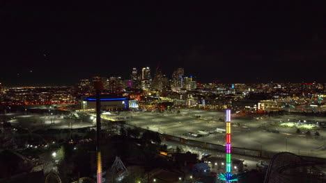 Aerial-view-of-Downtown-Denver-at-Night