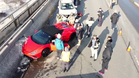 Accidente-Automovilístico-Lamborghini-En-El-Puente-De-La-Avenida-Steeles