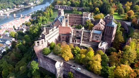 Aerial-View-of-Heidelberg-Palace,-Germany