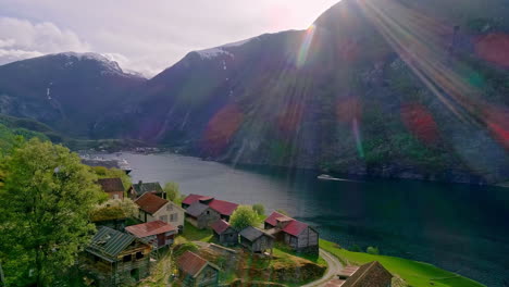 Establishing-a-cruise-ship-departing-from-the-scenic-town-flam-in-Norway