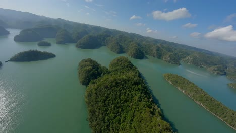 Toma-única-E-Increíble-Del-Exuberante-Bosque-De-Manglares-A-Lo-Largo-De-La-Costa-Del-Parque-Nacional-Los-Haitises,-República-Dominicana