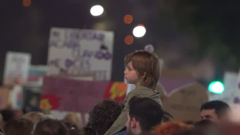 Murcia-Spain---March-8-2023:-Women's-Day-demonstration,-parade-at-Gran-Via-street-in-Murcia-city-where-lots-of-women-ask-for-equality,-freedom-and-human-rights