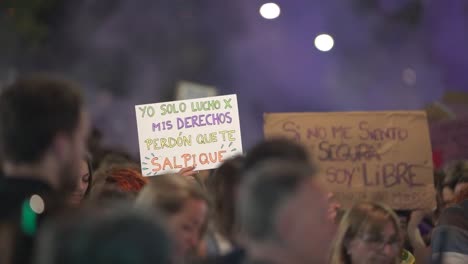 Murcia-Spain---March-8-2023:-Women's-Day-demonstration,-parade-at-Gran-Via-street-in-Murcia-city-where-lots-of-women-ask-for-equality,-freedom-and-human-rights