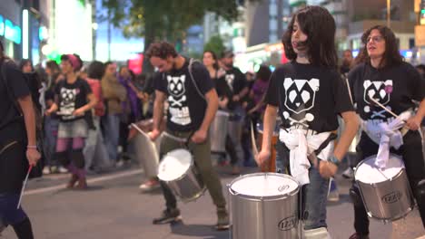 Murcia-Spain---March-8-2023:-Women's-Day-demonstration,-parade-at-Gran-Via-street-in-Murcia-city-where-lots-of-women-ask-for-equality,-freedom-and-human-rights