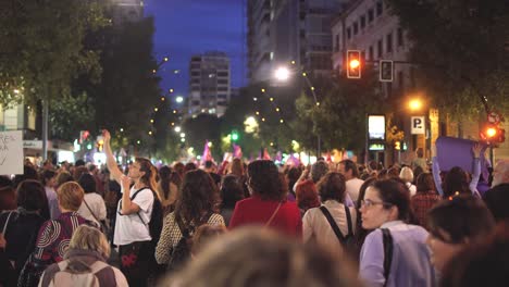 Murcia-Spain---March-8-2023:-Women's-Day-demonstration,-parade-at-Gran-Via-street-in-Murcia-city-where-lots-of-women-ask-for-equality,-freedom-and-human-rights