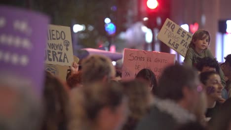 Murcia-Spain---March-8-2023:-Women's-Day-demonstration,-parade-at-Gran-Via-street-in-Murcia-city-where-lots-of-women-ask-for-equality,-freedom-and-human-rights