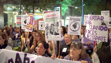 Murcia-Spain---March-8-2023:-Women's-Day-demonstration,-parade-at-Gran-Via-street-in-Murcia-city-where-lots-of-women-ask-for-equality,-freedom-and-human-rights