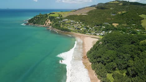 Aerial-flight-over-Hot-Water-Beach-in-the-Coromandel-Peninsula-of-New-Zealand