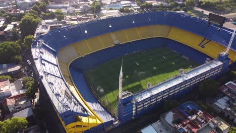 Orbit-Shot-Of-Bombonera-Stadium-Of-Boca-Juniors-In-Buenos-Aires,-Argentina