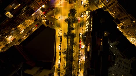birds-eye-view-hyperlapse-of-downtown-Valencia-with-rushing-traffic-,-lovely-golden-feel-to-this-shot