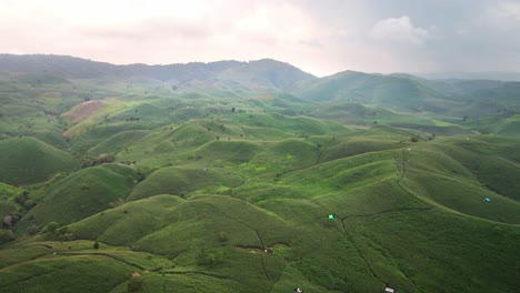 Epischer-Blick-Auf-Landwirtschaftliche-Flächen-Mit-Wachsenden-Maisplantagenfeldern-Mit-Berghintergrund-Auf-Der-Insel-Sumbawa,-Indonesien