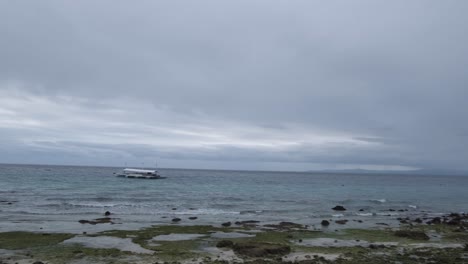 Panorama-Of-Pier-And-Seascape-On-A-Cloudy-Day-In-The-Town-Of-Oslob-In-Cebu,-Philippines
