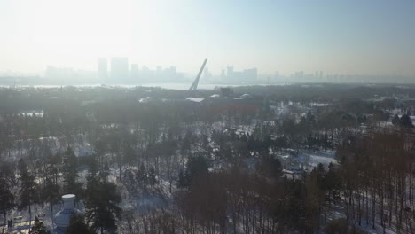 High-key-winter-cityscape:-ice-cold-Harbin-China-northern-city