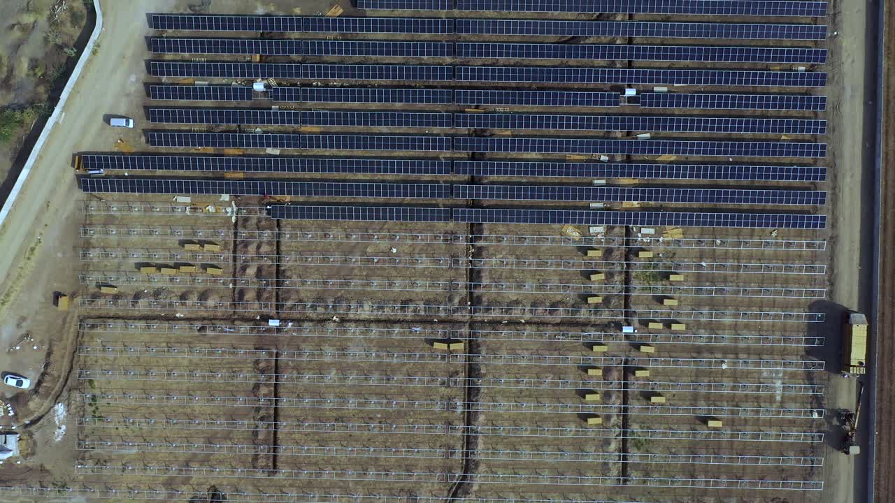 Solar Plant Rows Array Of Ground Mount System Installation For ...