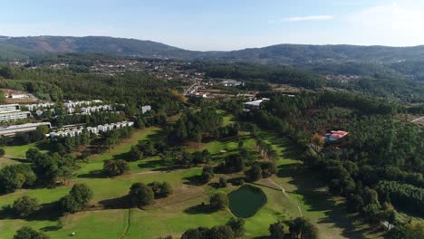 Golf-Course-in-the-sun-Aerial-view