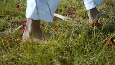 Barefoot-indigenous-of-Ecuador-walking-in-the-grass