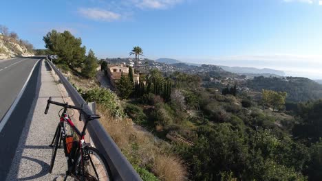 Cycle-training-in-Calpe-Spain,-a-spring-morning-with-stunning-views