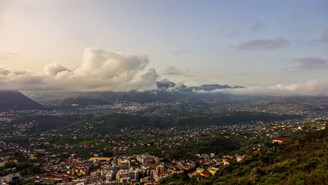 Looking-at-Palermo,-Sicily-Italy-from-a-scenic-overlook---time-lapse