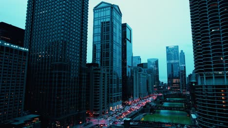 Aerial-VIew-of-Downtown-Chicago-During-Saint-Patricks-Day