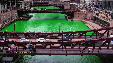 Aerial-VIew-of-Downtown-Chicago-During-Saint-Patricks-Day