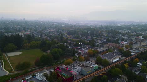 Residential-Suburban-Neighborhoods-of-Vancouver,-Aerial-Panorama