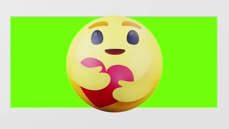 Facebook-care-emoji-reaction-button-with-3D-effect-overlay,-green-screen