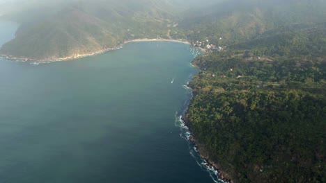 Revealed-Secluded-Beach-Surrounded-With-Rainforest-Mountains-At-Yelapa-Beach-In-Jalisco,-Mexico