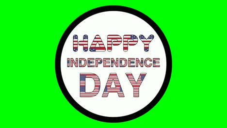 Textanimation-Zum-Unabhängigkeitstag-Im-Weißen-Kreis-Auf-Grünem-Bildschirm---Glücklicher-Unabhängigkeitstag-Auf-Grünem-Hintergrund