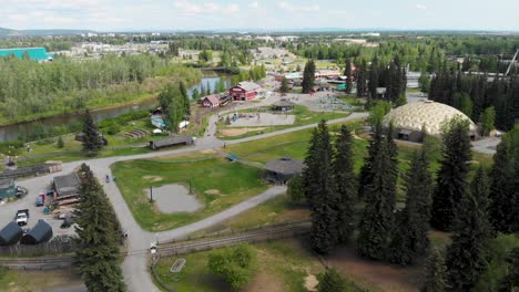 4K-Drone-Video-of-Pioneer-Park-in-Fairbanks,-AK-during-Summer-Day